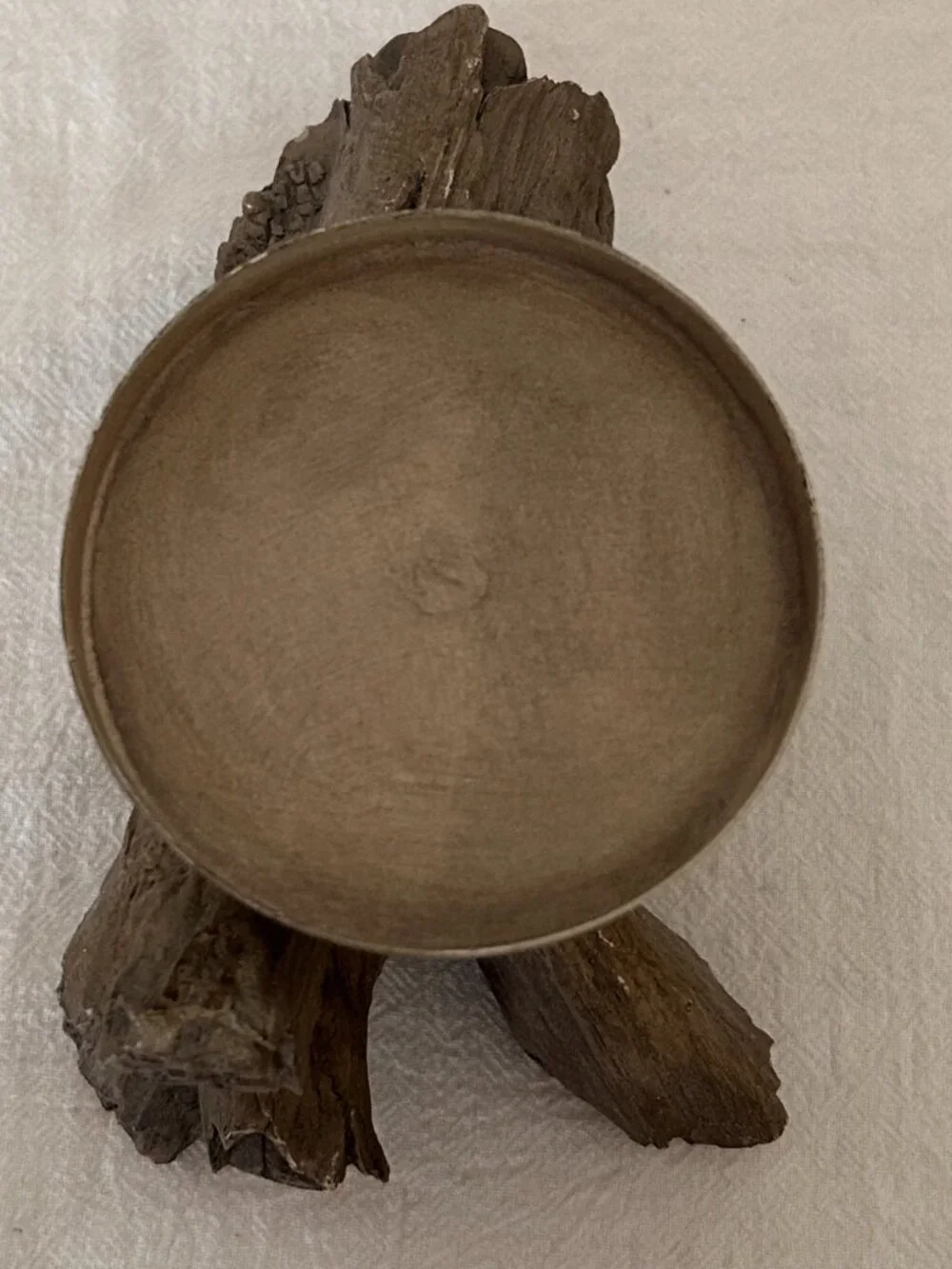 VINTAGE Faux Bois Fake Wood Candle Holder